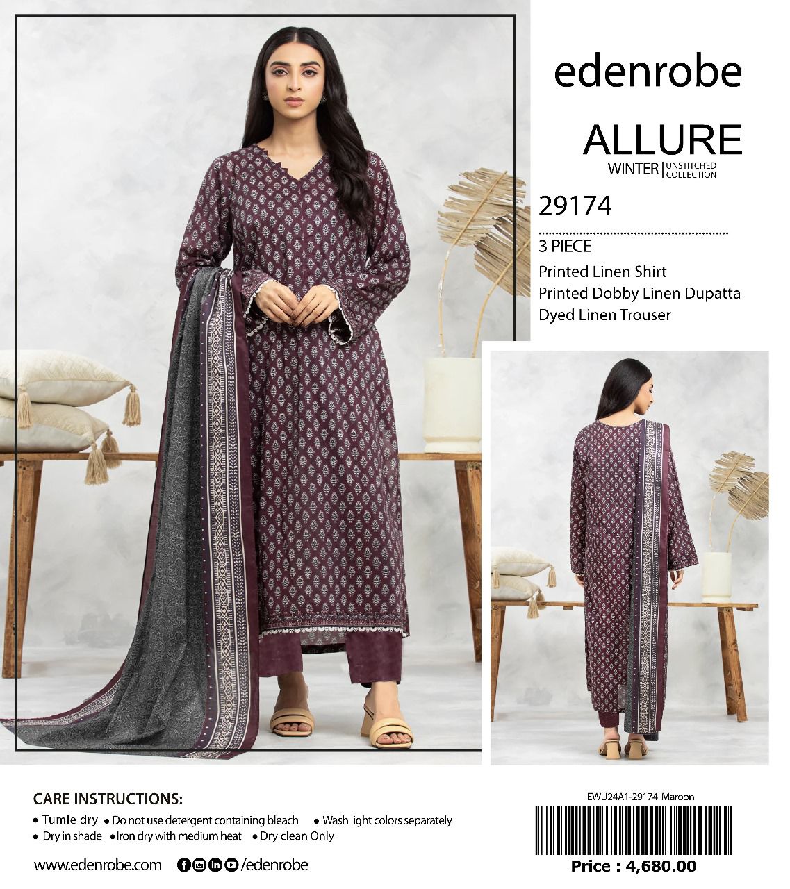 Edenrobe Allure Unstitched winter Collection