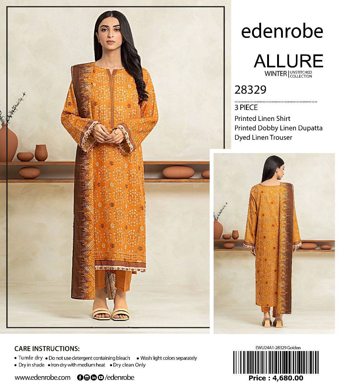 Edenrobe Allure Unstitched winter Collection